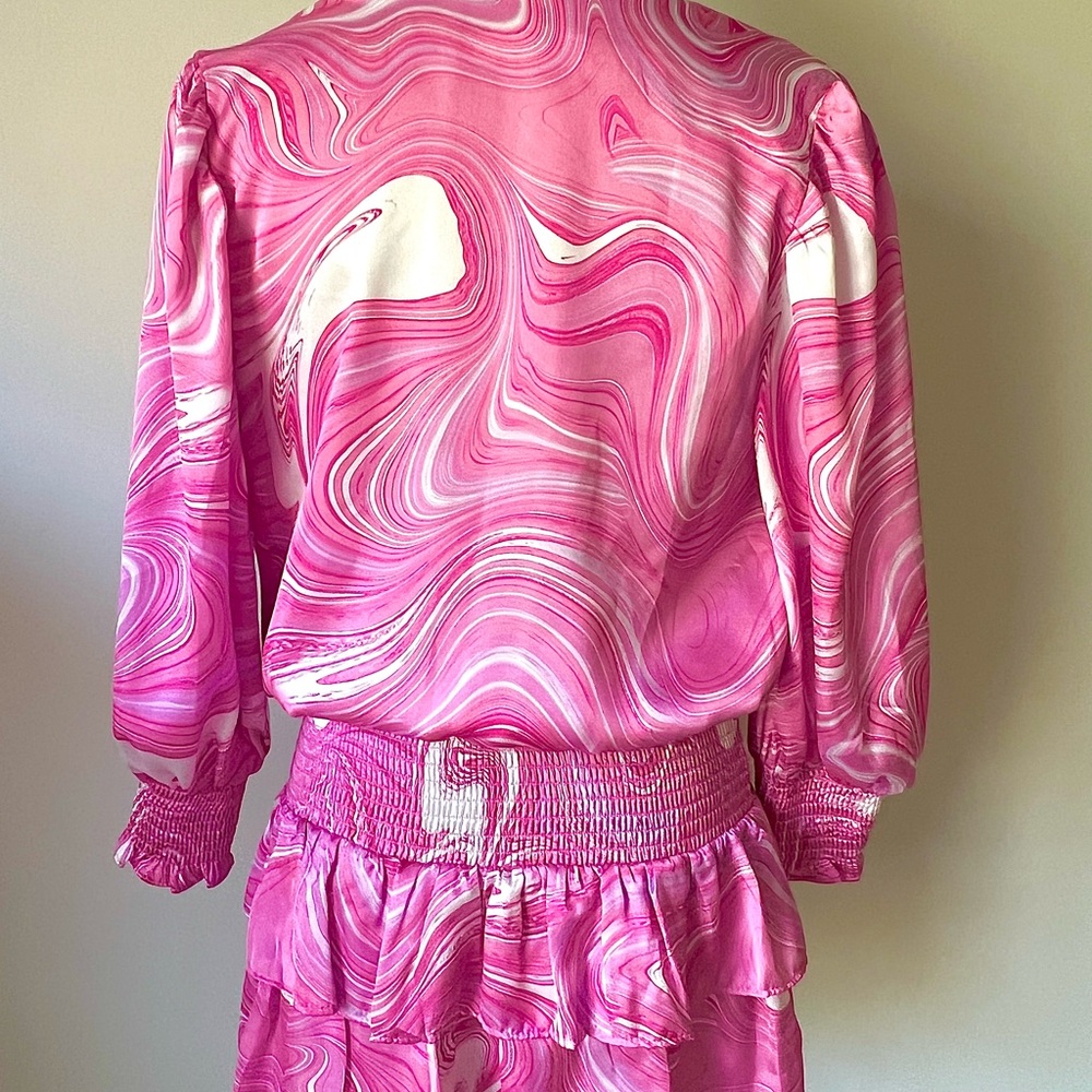 Amanda Uprichard Amber Dress in Pink Swirl - Picture 6 of 6